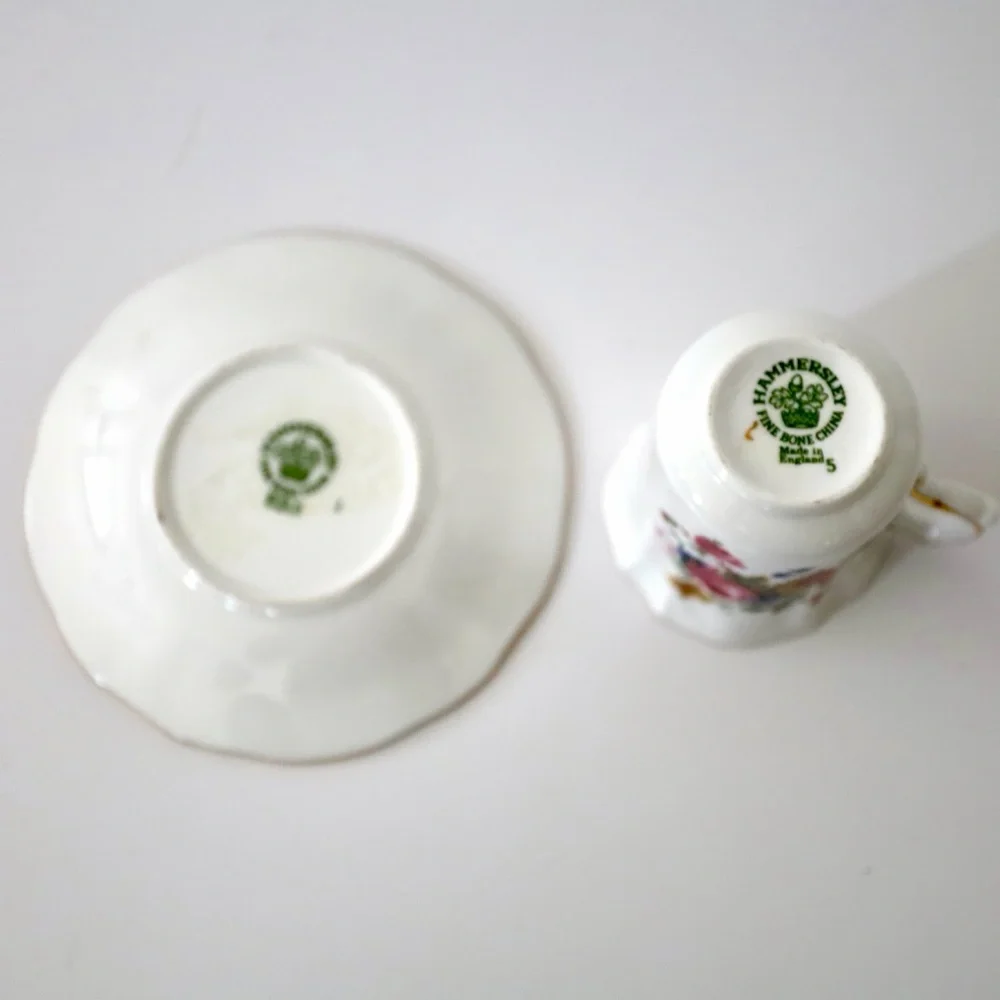 Vintage Hammersley Fine‎ Bone China England Demitasse Cup & Saucer Set, Roses